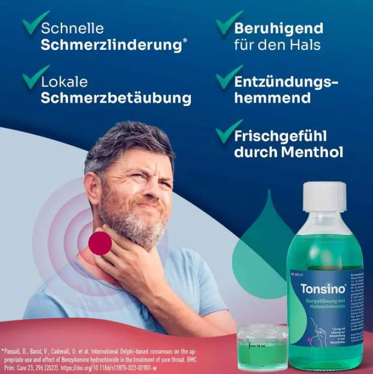 Outlet Gurgellösung bei Halsschmerzen, 240 ml Mundspüllösung|Halsschmerztabletten