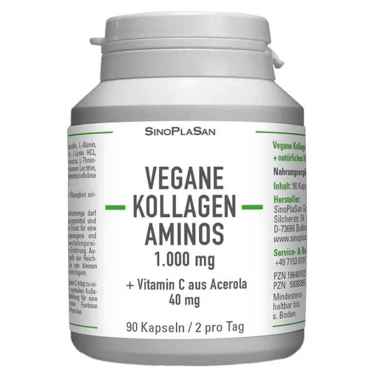 Hot Vegane Kollagen Aminos 1 g mit Vit C aus Acerola Hkp, 90 St Vitamin C (Ascorbinsäure)|Aminosäuren