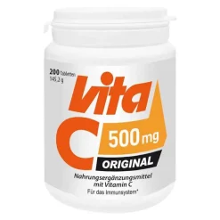 New Vita C 500 mg laktosefrei glutenfrei vegan Tabletten , 200 St Vitamin C (Ascorbinsäure)