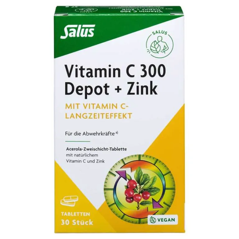 Online Vitamin C 300 Depot + Zink Salus Tabletten, 30 St Zink|Vitamin C (Ascorbinsäure)