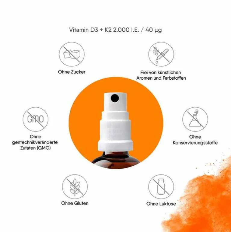 Best Vitamin D3 + K2 2000 I.E. 40 µg Mediakos Vital Spray, 20 ml Vitamin K|Vitamin D (Colecalciferol)
