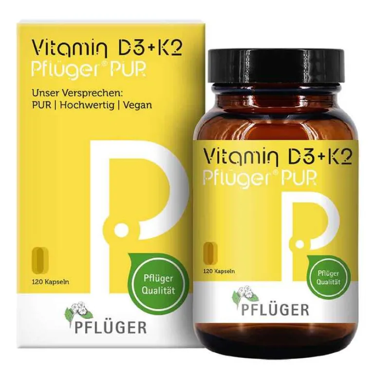 Clearance Pflüger Vitamin D3 + K2 Pur 1.000 I.E. / 75 µg Kapseln, 120 St