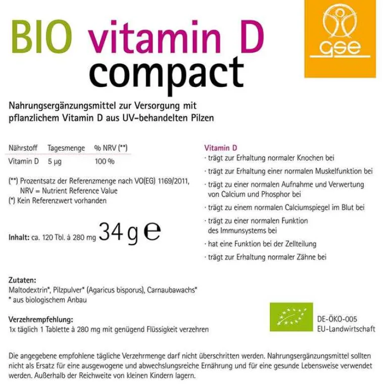 New Vitamin D Compact Bio Tabletten, 120 St Vitamin D (Colecalciferol)