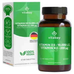 Sale Vitamin D3 Depot 10.000 I.E. + Vitamin K2 200 µg Tab, 180 St Vitamin D (Colecalciferol)