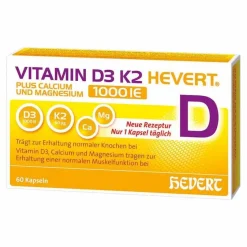 Best Hevert Vitamin D3 K2 + Calcium und Magnesium 1000 IE Kapseln , 60 St
