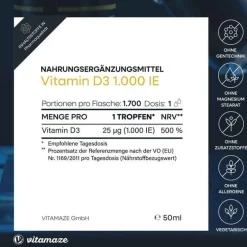 Hot Vitamaze Vitamin D3 Tropfen 1.000 I.E., 50 ml