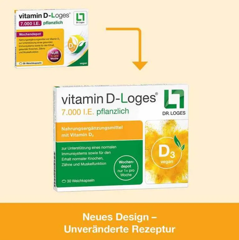 Clearance Dr. Loges Vitamin D-Loges 7.000 I.E. pflanzlich Wochendepot, 60 St