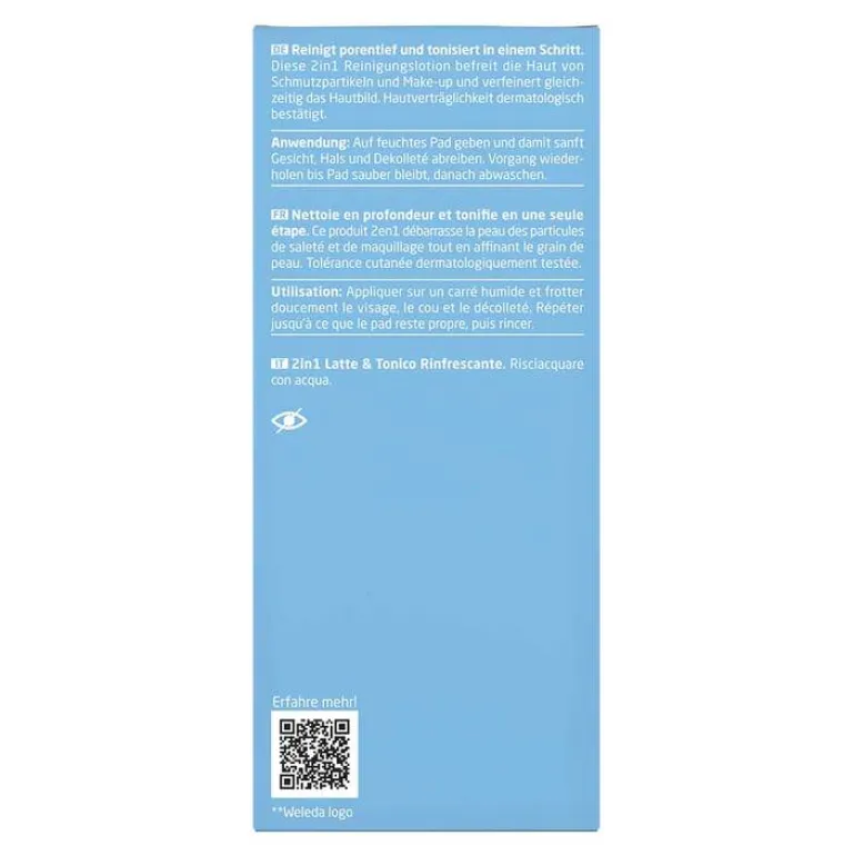 New Weleda Erfrischende 2in1 Reinigung Milch, 100 ml