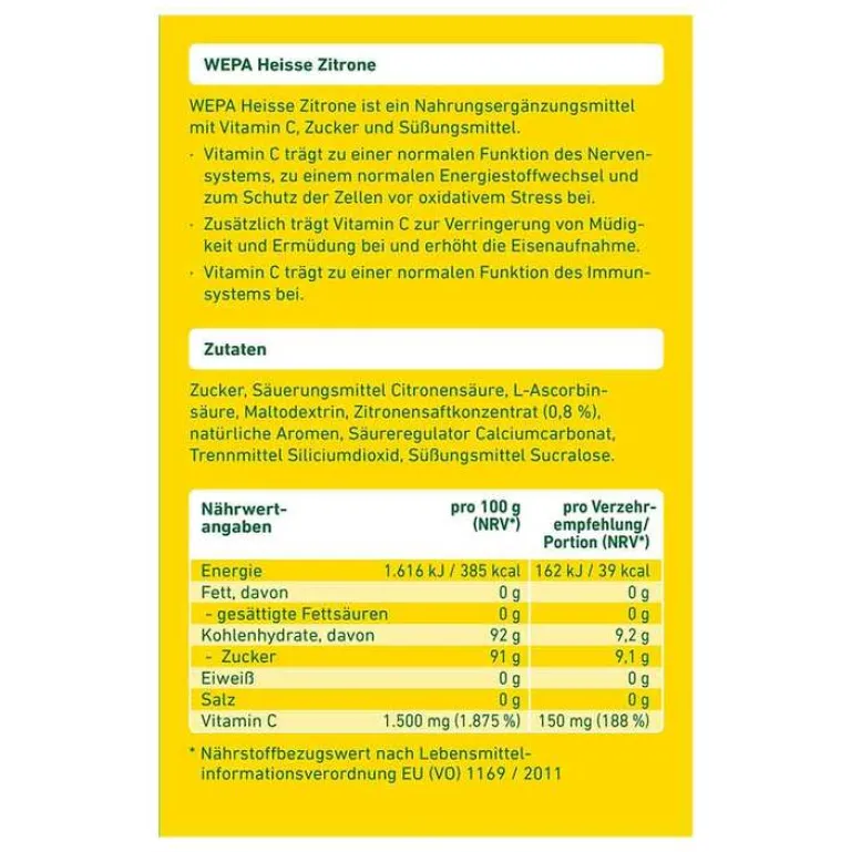 Sale heiße Zitrone + Vitamin C Pulver, 10X10 g Vitamin C (Ascorbinsäure)