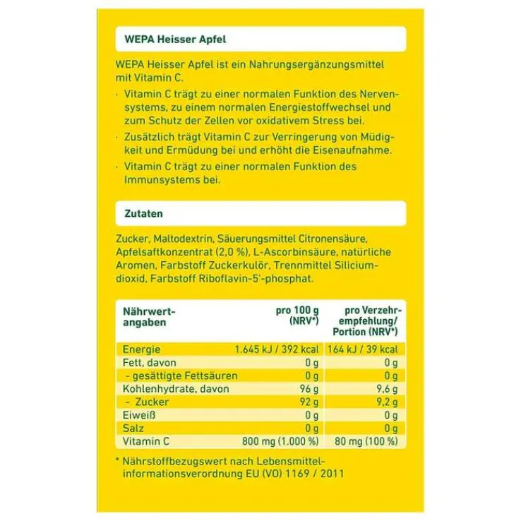 Wepa heißer Apfel + Vitamin C Pulver, 10X10 g