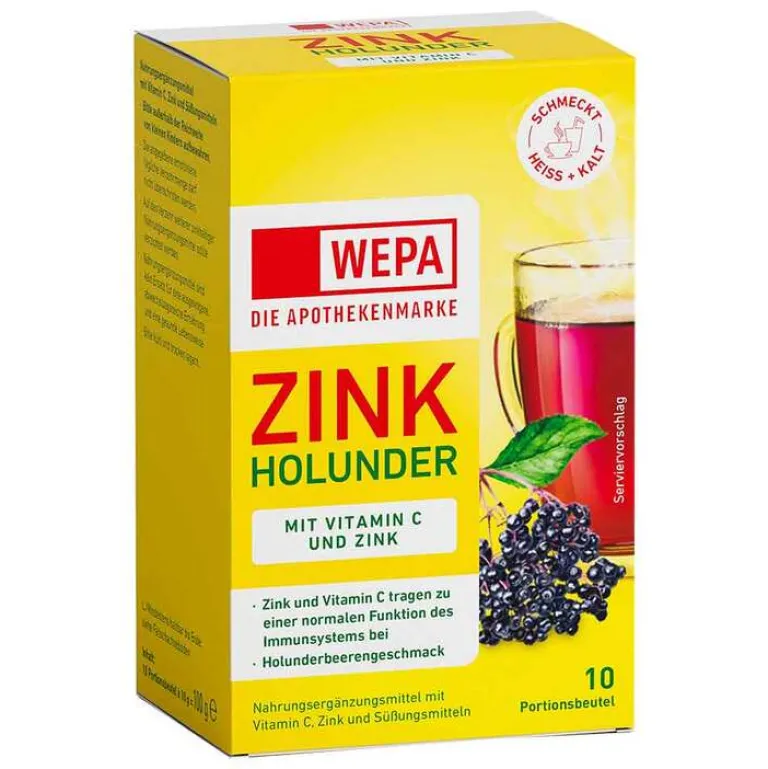 Online Zink Holunder + Vitamin C + Zink zuckerfrei Pulver, 10X10 g Vitamin C (Ascorbinsäure)