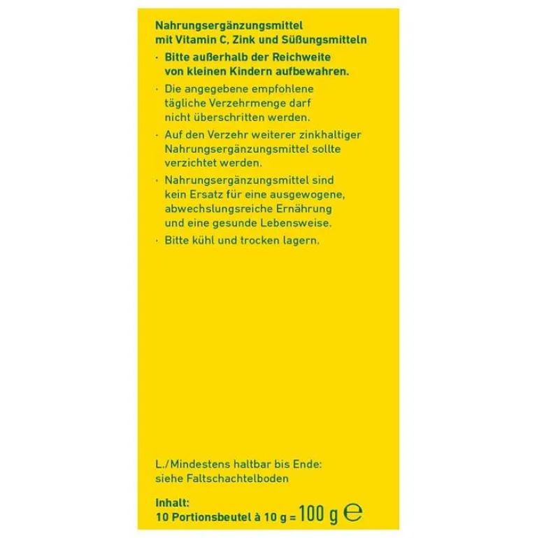 Online Zink Holunder + Vitamin C + Zink zuckerfrei Pulver, 10X10 g Vitamin C (Ascorbinsäure)