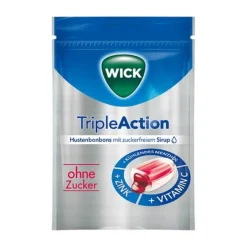 WICK Tripleaction Menthol & Cassis Bonbons ohne Zucker, 72 g