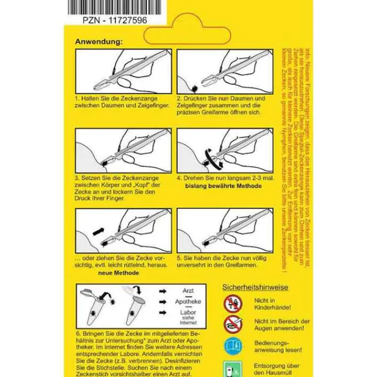 Zeckenzange Chirurgenstahl geriffelt, 1 St