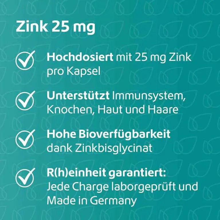 New R(h)ein Nutrition Zink 25 mg Immunsystem Plus hochdosiert + vegan Kapseln , 120 St