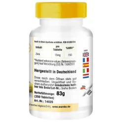 New Zink 15 mg Tabletten, 250 St Zink