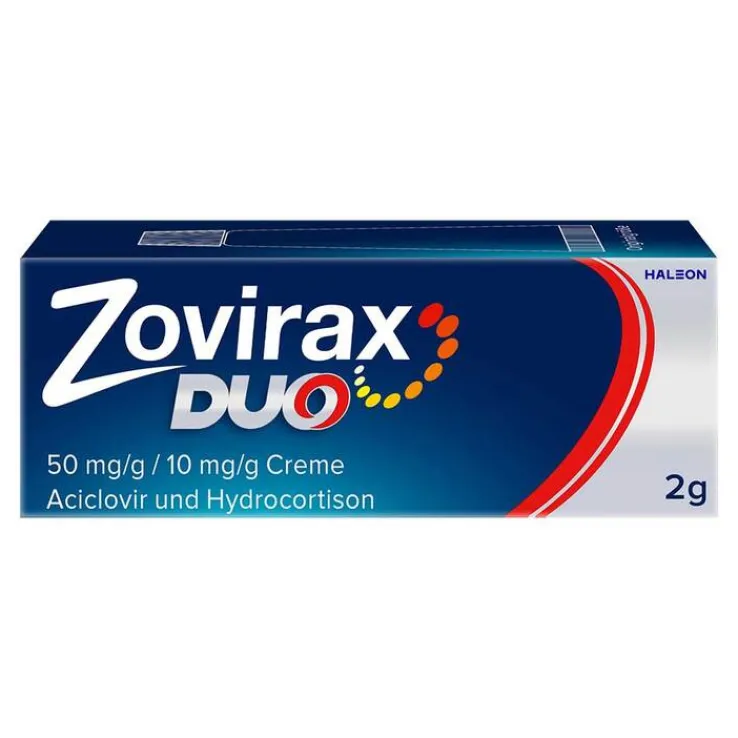 Zovirax® DUO Creme bei Lippenherpes. 5 % Aciclovir, 1 % Hydrocortison, 2 g